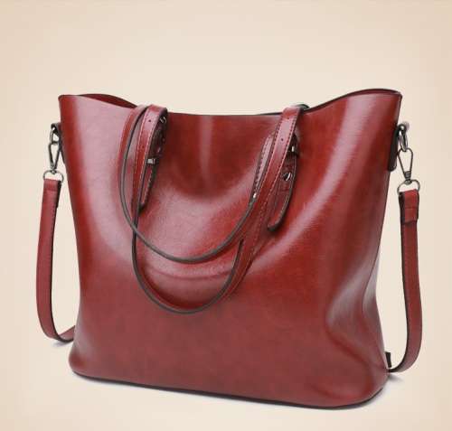 2017 Oil Leather-style Crossbody/Shoulder Tote Bag Brown or Burgundy)